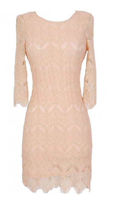 Vintage-Inspired Lace Overlay Dress in Blush